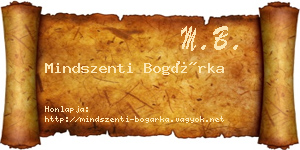Mindszenti Bogárka névjegykártya